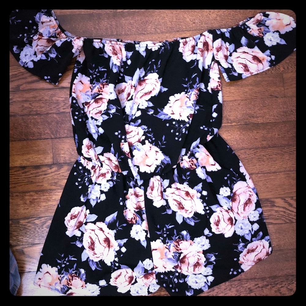 EMETLA Black Floral Romper